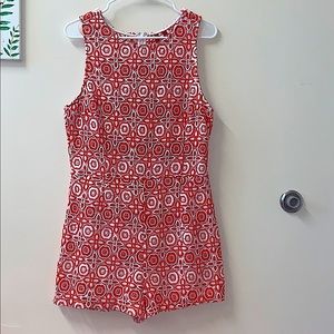 Orange and White Lace Romper